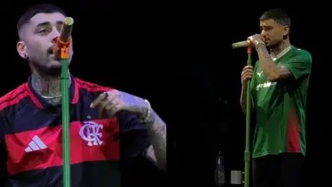 ZAYN sobe ao palco no estádio do Palmeiras com camisa do Flamengo, pede desculpas e troca de camisa